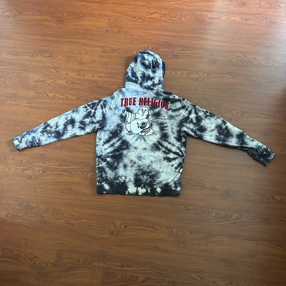 True Religion Blue and Gray Tie-Dye Sweater with Hood - Picture 2 of 2
